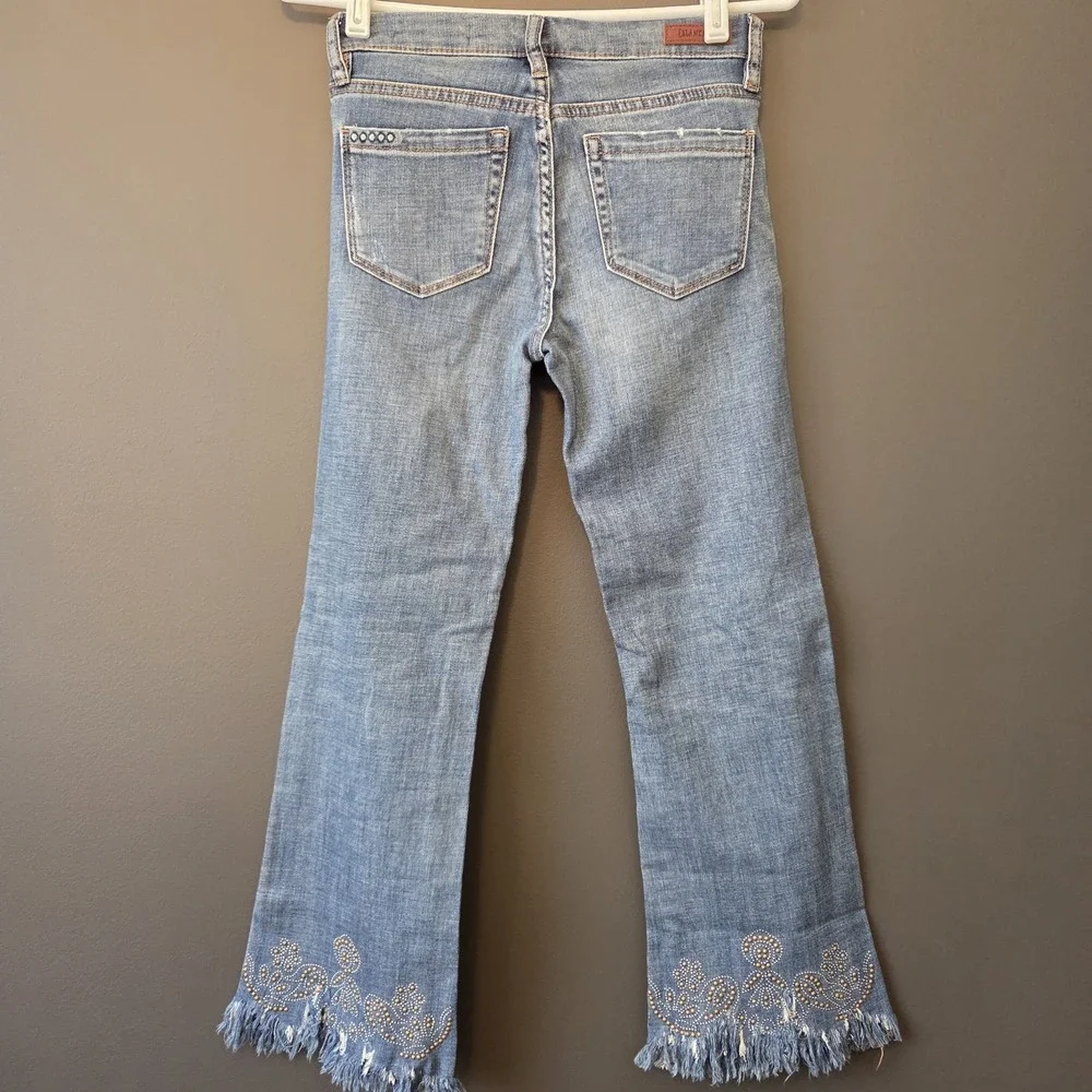 NWT Free People‎ BlankNYC Jeans Women's Size 24 Boho Fray Crop Studs Embroidered